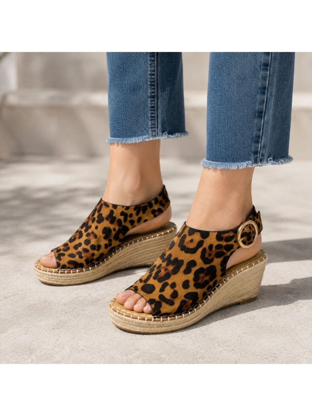Catherine Malandrino Cirkly Espadrille Wedge Sandals Womens Size 7.5 Leopard NEW